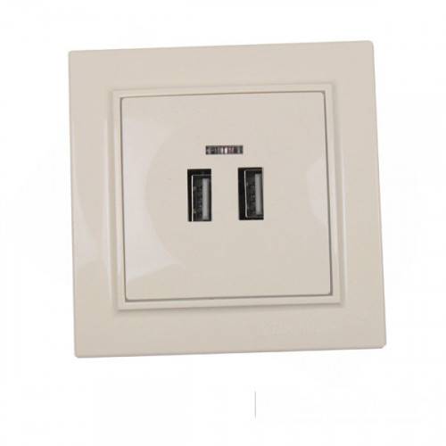 ElectroHouse Розетка USB 2 порта латте Enzo 2A IP22 ElectroHouse Розетка USB 2 порта латте Enzo 2A IP22