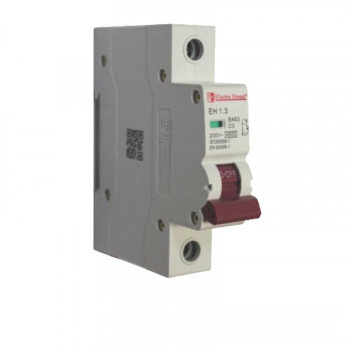 ElectroHouse Автоматический выключатель 1P 3A 45kA 230-400V IP20 ElectroHouse Автоматический выключатель 1P 3A 45kA 230-400V IP20