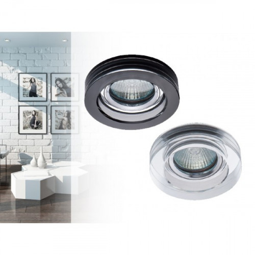 Встраиваемый точечный светильник Kanlux Morta 1хMR16 90х20 черное стекло металл Встраиваемый точечный светильник Kanlux Morta 1хMR16 90х20 черное стекло металл